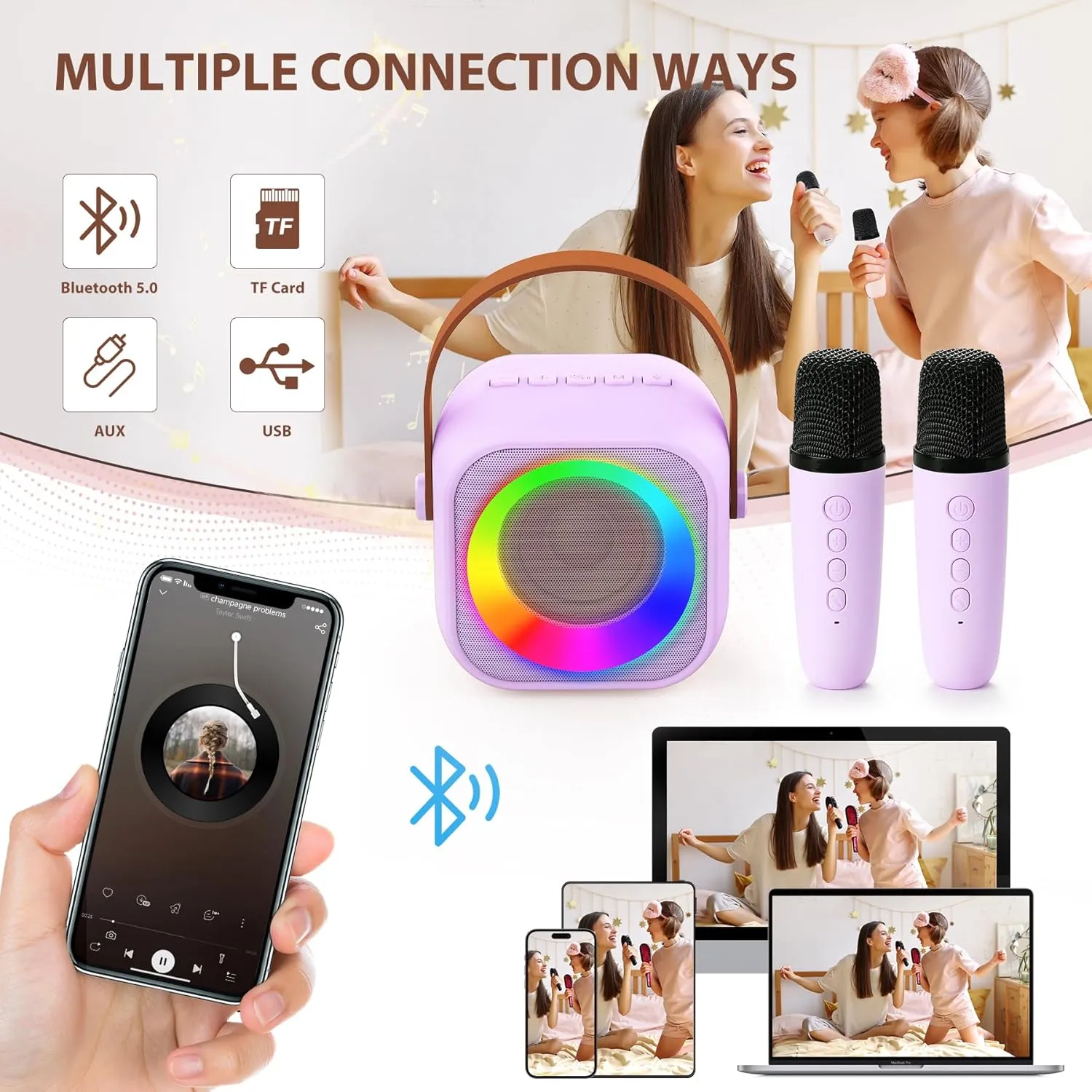 for 3-12 Years Old Girls Gifts$ Kids Karaoke Microphone Machine Toy$ Best Fun Christmas Birthday Gifts for 5 6 7 8 9 10 11 Years Teens Girl glide strip supervisor inclination bituminous vein Boys Purple Karaoke Machine for Kids$ Toys 