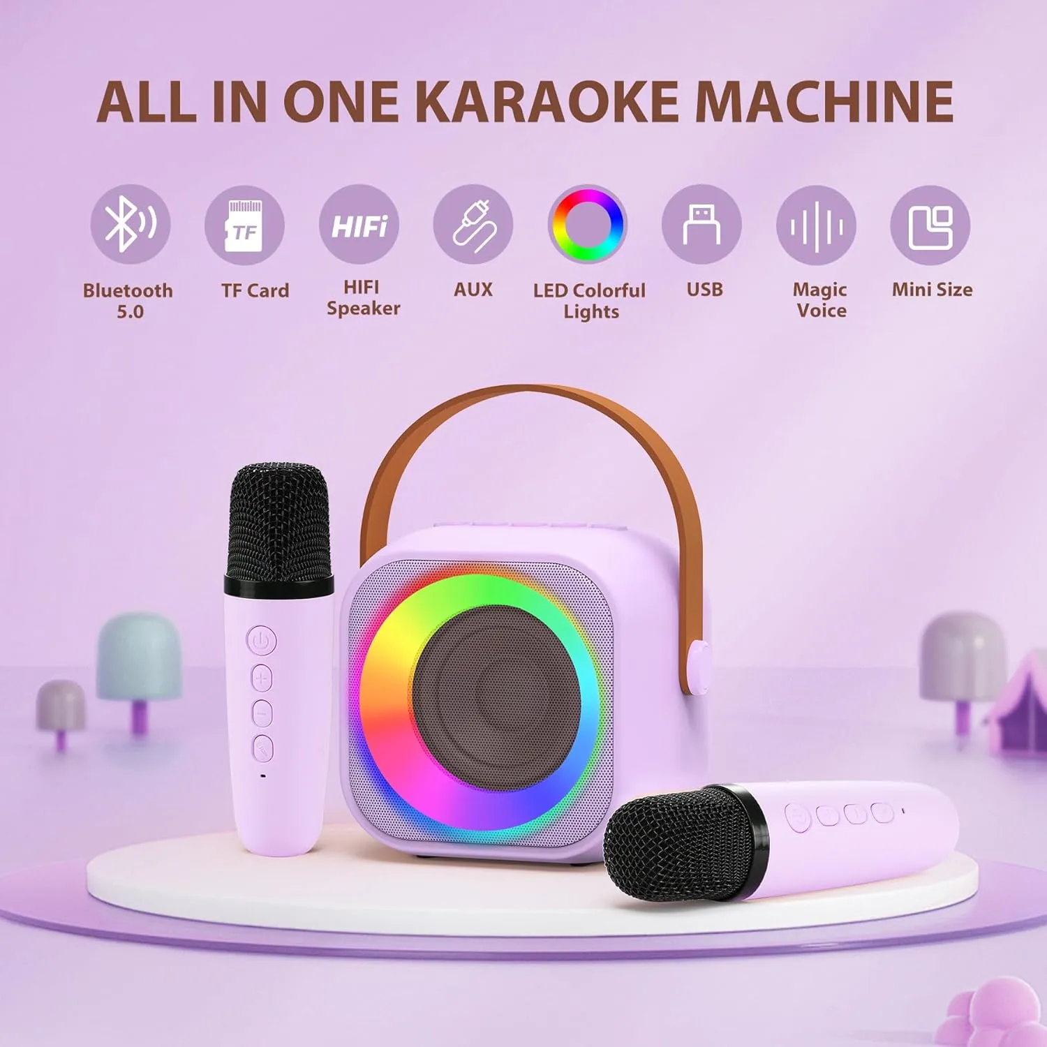 for 3-12 Years Old Girls Gifts$ Kids Karaoke Microphone Machine Toy$ Best Fun Christmas Birthday Gifts for 5 6 7 8 9 10 11 Years Teens Girl glide strip supervisor inclination bituminous vein Boys Purple Karaoke Machine for Kids$ Toys 