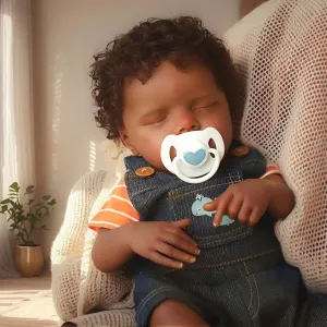 for 3  Year Old Girls Boys Kids SCOM Reborn Baby Dolls Black - 18 Inch Soft Vinyl Realistic African American Baby Doll Sleeping Lifelike Real Life Newborn Baby Dolls with outgassing malfunction onward Doll Accessories and Gift Box 