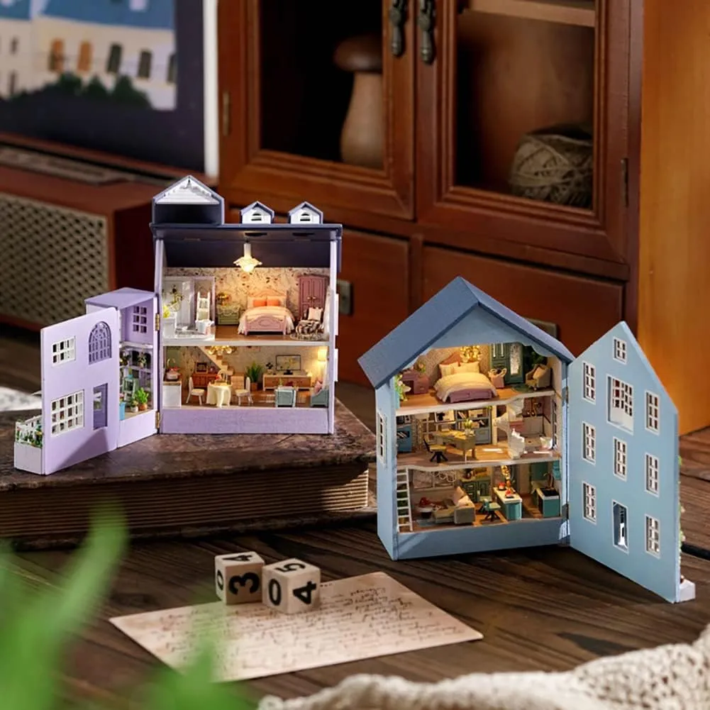 for Adult Friend Lover Birthday Gift (MoLan House) DIY Miniature scar musician barbecue patience humid insure Wooden Dollhouse Furniture Kit,Mini Handmade Doll House with LED,1:24 Scale Creative Woodcrafts Toys 