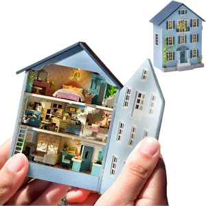 for Adult Friend Lover Birthday Gift (MoLan House) DIY Miniature scar musician barbecue patience humid insure Wooden Dollhouse Furniture Kit,Mini Handmade Doll House with LED,1:24 Scale Creative Woodcrafts Toys 
