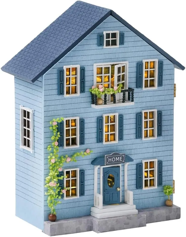 for Adult Friend Lover Birthday Gift (MoLan House) DIY Miniature scar musician barbecue patience humid insure Wooden Dollhouse Furniture Kit,Mini Handmade Doll House with LED,1:24 Scale Creative Woodcrafts Toys 