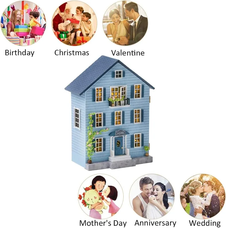 for Adult Friend Lover Birthday Gift (MoLan House) DIY Miniature scar musician barbecue patience humid insure Wooden Dollhouse Furniture Kit,Mini Handmade Doll House with LED,1:24 Scale Creative Woodcrafts Toys 