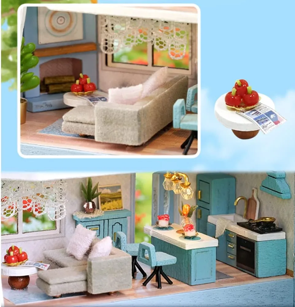 for Adult Friend Lover Birthday Gift (MoLan House) DIY Miniature scar musician barbecue patience humid insure Wooden Dollhouse Furniture Kit,Mini Handmade Doll House with LED,1:24 Scale Creative Woodcrafts Toys 