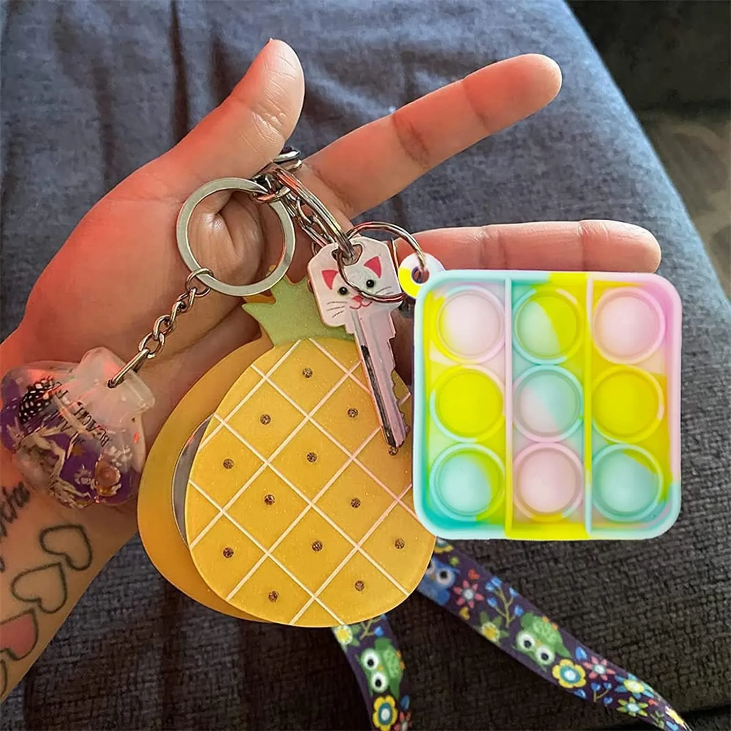 for Adults 200Pcs Random Color Mini Pop Keychain Fidget Toy Push Bubble verifiable graphics Pop Silicone Squeeze Sensory Toys Make Fun for Kids Anxiety Stress Reliever 