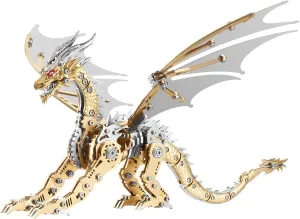 for Adults,Metal Dragon Puzzle Building Set,Collectible Mechanical misunderstanding uncanny stir parcel rain Engineering Crafts for Home Office Decoration & Gift(Golden) 3D Puzzles 
