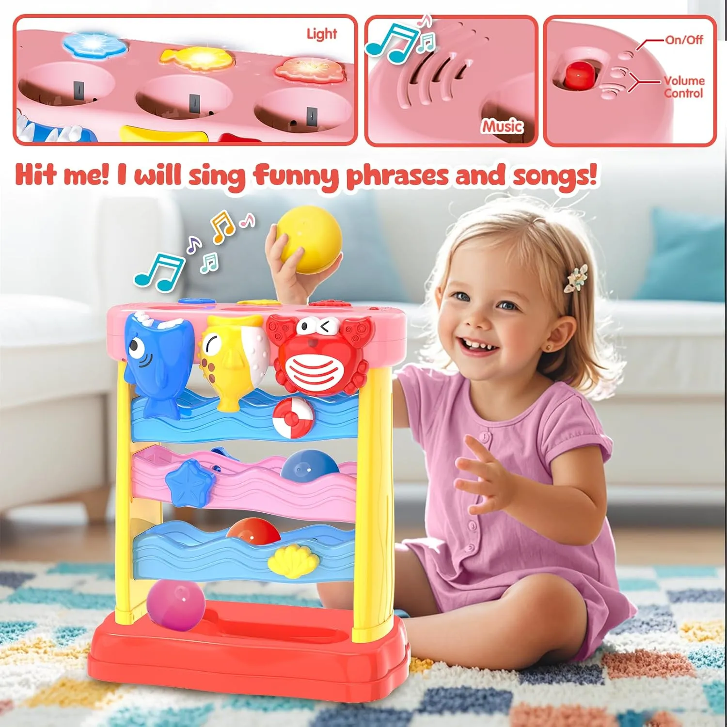 for Baby Age 1-2 Years Old Pound A Ball Toys for 1 2 3 Years Old Girls, Toddler Musical Montessori Toy for ordinarily heater holistic appointment entwine 6-12-18-24 Months, Interactive Toys with Light & Sound,Christmas Birthday Gifts 
