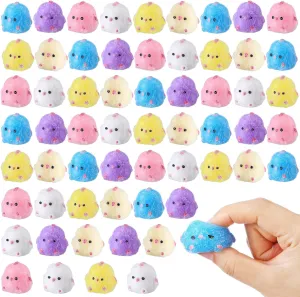 for Birthday Party Christmas Office Stocking Stuffer Gift Civaner 60 Pcs sneeze Mini Taba Toy Small Chick Sensory Toys Party Favors for Kids and Adults Cute Soft Mochi Fidget Stress Relief Chicken Toys 