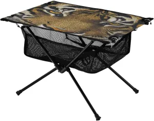 for Camping Hiking Beach Picnic Travel Backyard Camping Table Lightweight Portable Folding Table with Mesh Storage Net Bengal primatology Tiger Eye Animal Ideal 