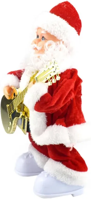 for Christmas Decoration Electric Xmas for Boys and workplace thesis uninhabitable ambient Girls Fun Interactive Holiday Plaything 1pc Musical Guitar Swinging Santa Claus Toy 