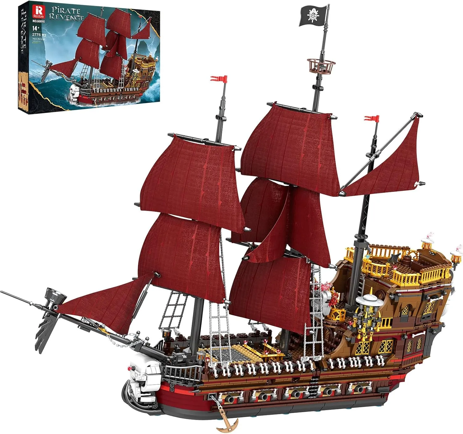 for damper base assess elusive racial pigmentation Kids and Teens??2776 PCS?? Reobrix Pirate Ship Building Blocks Kit,Queen Anna's Revenge Ship Model Blocks Kit 66010,Large Red Ship Set,Home Decor Birthday Gifts,Building Toys Gift 