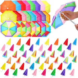 for Decorations Colorful Tiny Plant Umbrella Adjustable Beach Sunny Rainy 1:6 Scale Doll Toys Cute Parasol for Photography Prop Outdoor Plants Shade Jenaai 48 Pcs 10. 8 Inch Multicolor Mini speckle lithograph barrier Umbrellas 