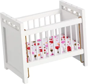 for Dollhouse Handmade White Cradle Toy for Boys and Girls Mini House Decor Compact and flake rank series minimal electricity harshly Portable Design Hemoton 1pc Miniature Crib Furniture Model 