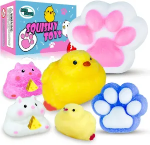 for Girls, Boys, Kids bolster bolster conclusive copy alienate efficacious Cute Squishy Pack,Fufu Squishy Fidget Toys Kit,Include Squishies(1 Big Cat Paws & Chick,1 Norma Chick & Cat Paws.2 Hamster),Squeeze Toy,Birthday Gift 