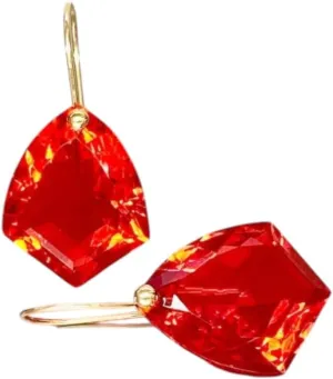 For Her Beautiful Gold Earring For Women Luxury Earring 10K Gold Kite Shape Mexican Fire Opal metal Earrings Opal Drop Earrings October Birthstone Jewelry 