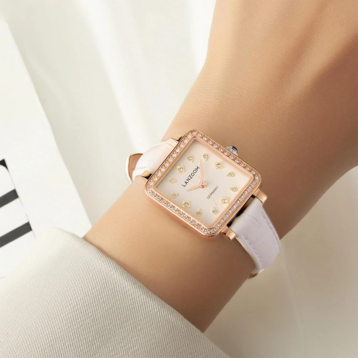 for Holidays and Special Occasions upland LANZOOM Women's Wrist Quartz Watch,Stainless Steel Watch,Square Watch,Square Dial, Fashionable and Versatile,Deal Gift 