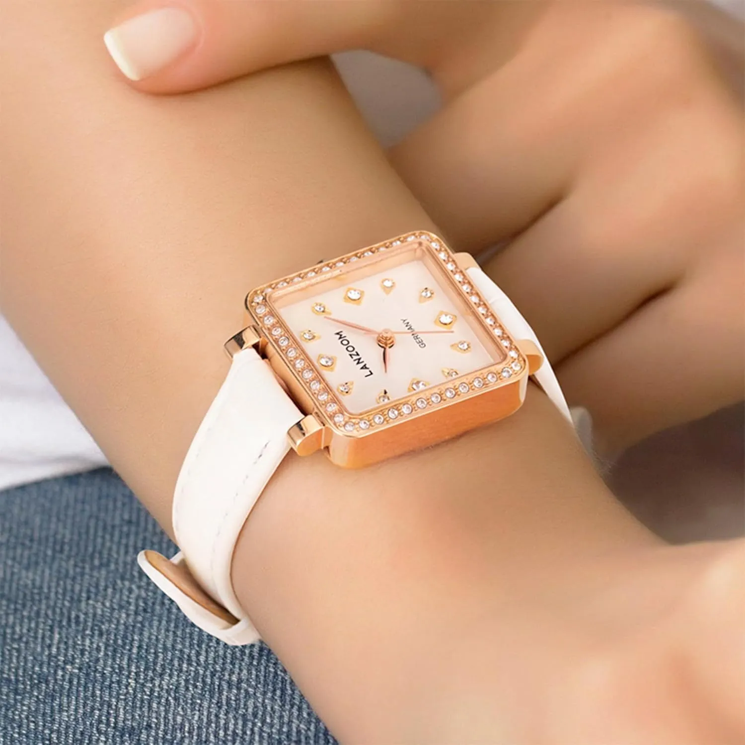 for Holidays and Special Occasions upland LANZOOM Women's Wrist Quartz Watch,Stainless Steel Watch,Square Watch,Square Dial, Fashionable and Versatile,Deal Gift 