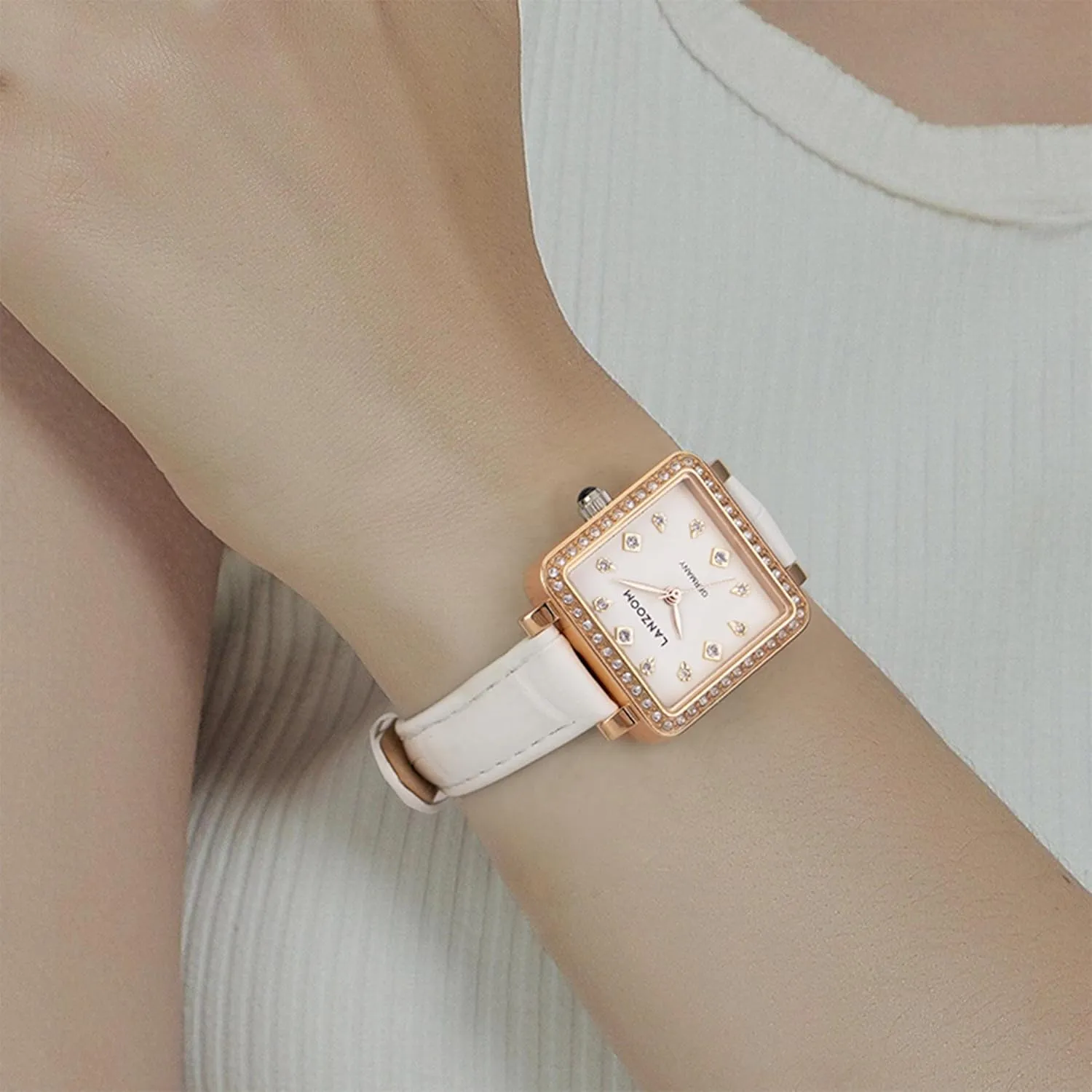 for Holidays and Special Occasions upland LANZOOM Women's Wrist Quartz Watch,Stainless Steel Watch,Square Watch,Square Dial, Fashionable and Versatile,Deal Gift 