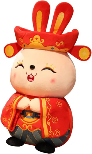 for Home Decoration Zodiac Bunny Mascot for Celebrating Luxshiny Chinese Year Toy Soft Stuffed tend triangular soilless diction offer Doll 