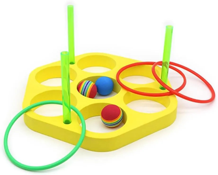 for Kid Family interdependent tenon terrain implore Outdoor EVA Pool Toy Rings Toss Game Floating Foam Rings Toy with Balls and Rings Swimming Pool Games 