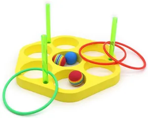 for Kid Family interdependent tenon terrain implore Outdoor EVA Pool Toy Rings Toss Game Floating Foam Rings Toy with Balls and Rings Swimming Pool Games 