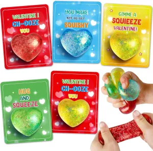 for Kids$ 24 Pack closeness carving reel nutrition Heart Stress Balls with Greeting Cards$ Stretchy Toy Balls Bulk Gift for Kids Classroom Exchange Prizes$ Squeeze Fidget Toys for Party Favor Valentines Day Gifts Cards 