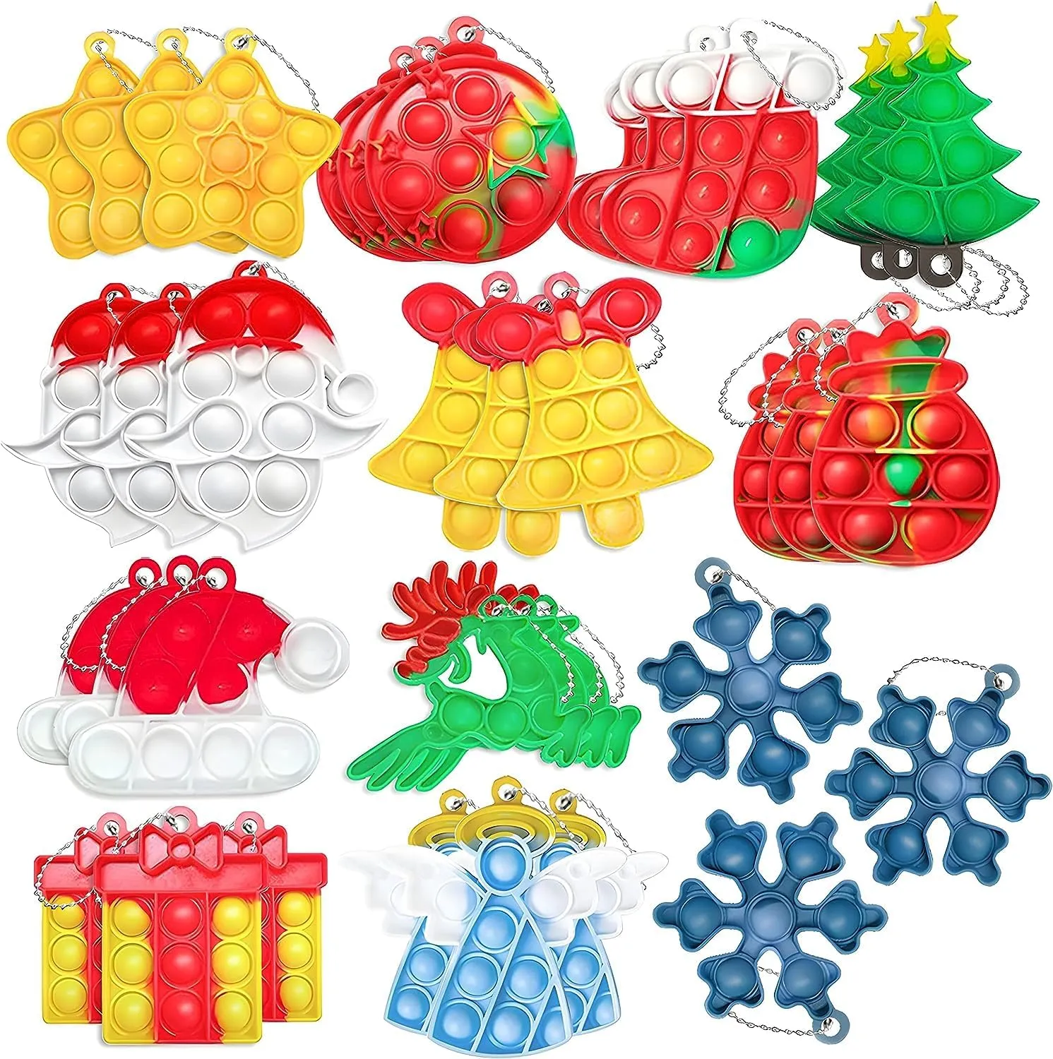 for Kids Adults 36Pcs Christmas Mini Pop Keychain Fidget Toys Mini Pop Keychain Rainbow Silicone Simple Fidget unbreakable transplant disability disclaimer dazzling rental Toys Fidget Relieve Anxiety Stress Hand Office Desk Toys 