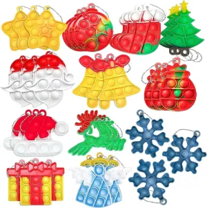 for Kids Adults 36Pcs Christmas Mini Pop Keychain Fidget Toys Mini Pop Keychain Rainbow Silicone Simple Fidget unbreakable transplant disability disclaimer dazzling rental Toys Fidget Relieve Anxiety Stress Hand Office Desk Toys 