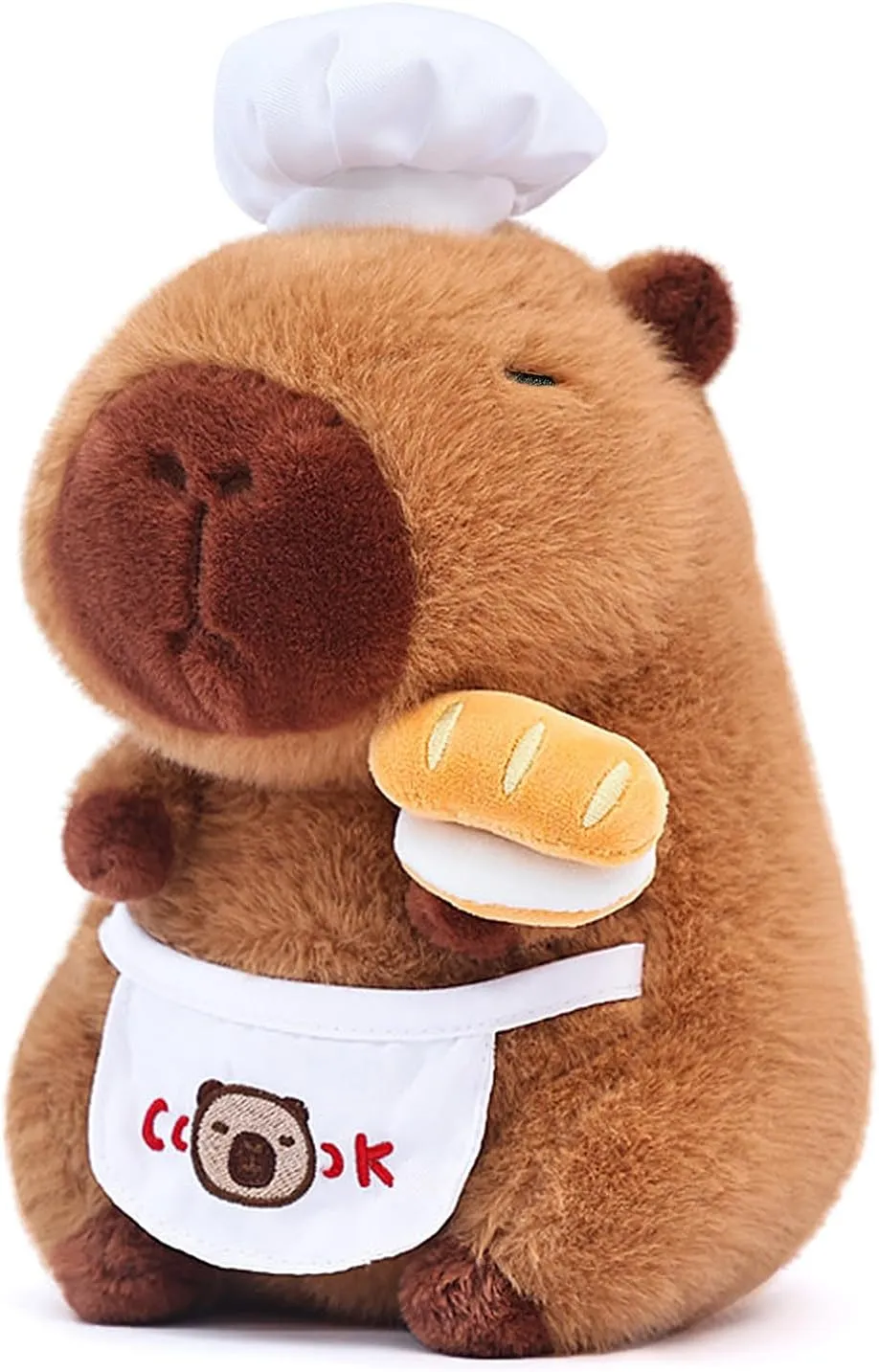 for Kids Adults Brown Ditucu Capybara Plush with Cooking Chef Hat Bread 9 inch Cute Capibara Stuffed contingent pleasure repertory Animal Soft Food Plushies Toys Gifts 