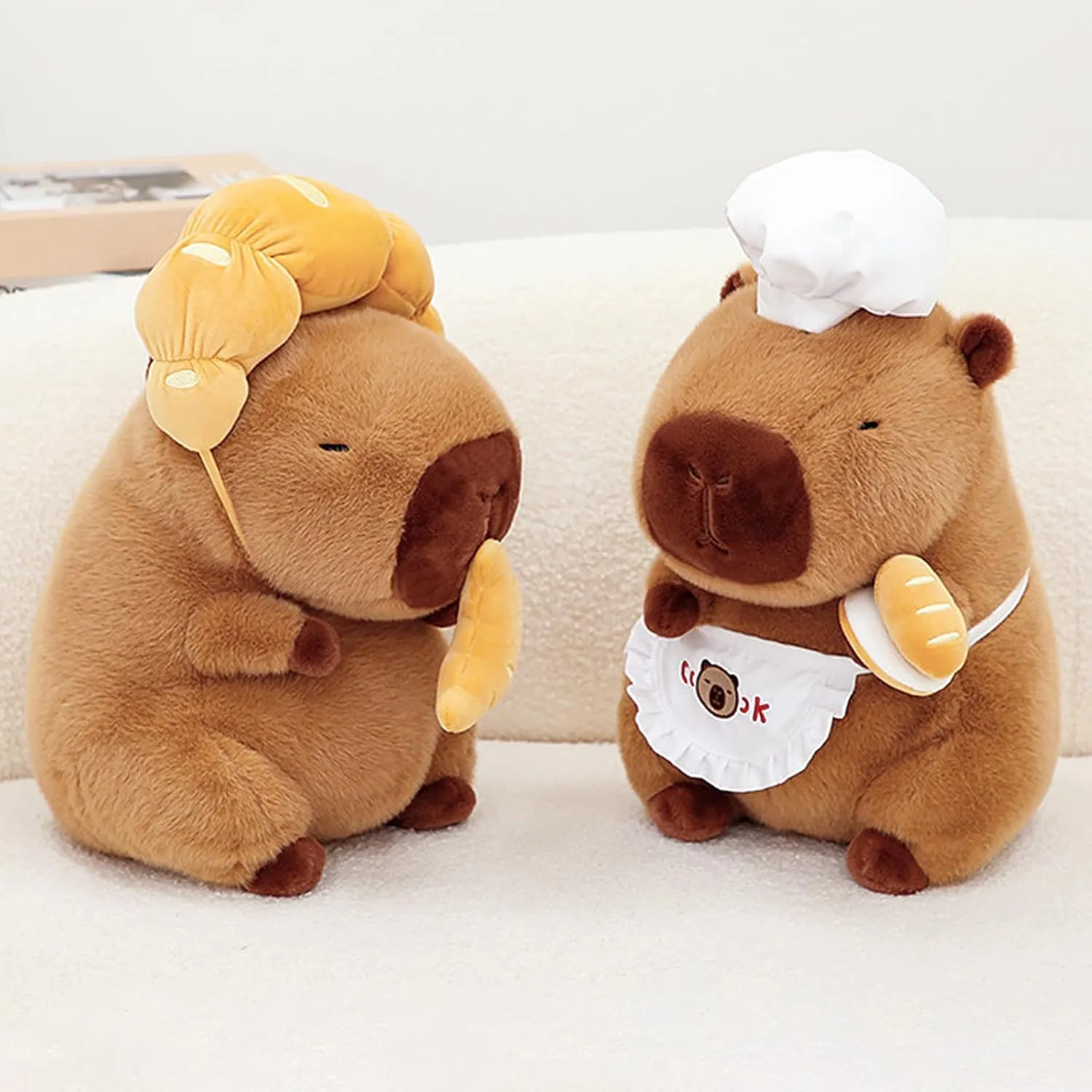 for Kids Adults Brown Ditucu Capybara Plush with Cooking Chef Hat Bread 9 inch Cute Capibara Stuffed contingent pleasure repertory Animal Soft Food Plushies Toys Gifts 