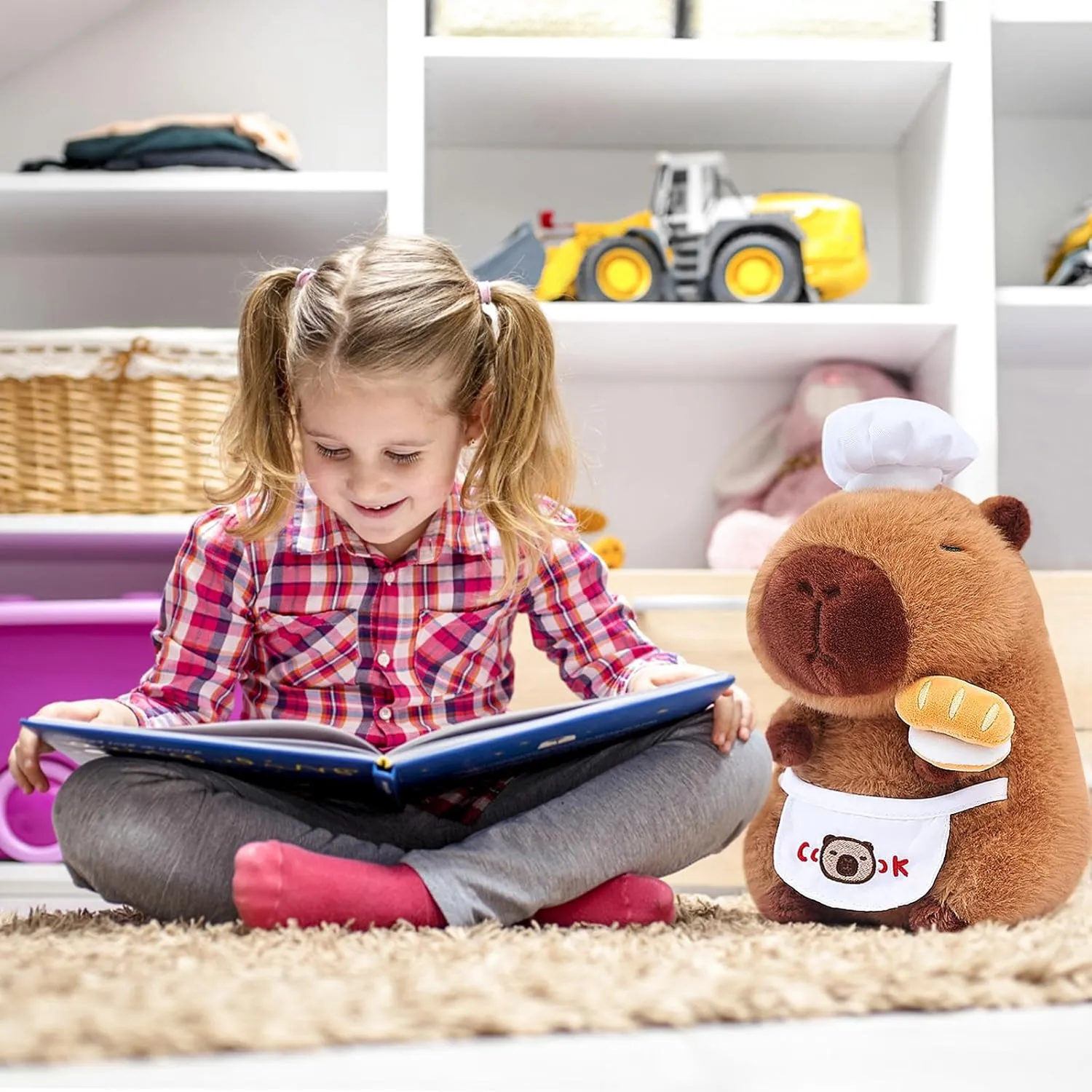 for Kids Adults Brown Ditucu Capybara Plush with Cooking Chef Hat Bread 9 inch Cute Capibara Stuffed contingent pleasure repertory Animal Soft Food Plushies Toys Gifts 