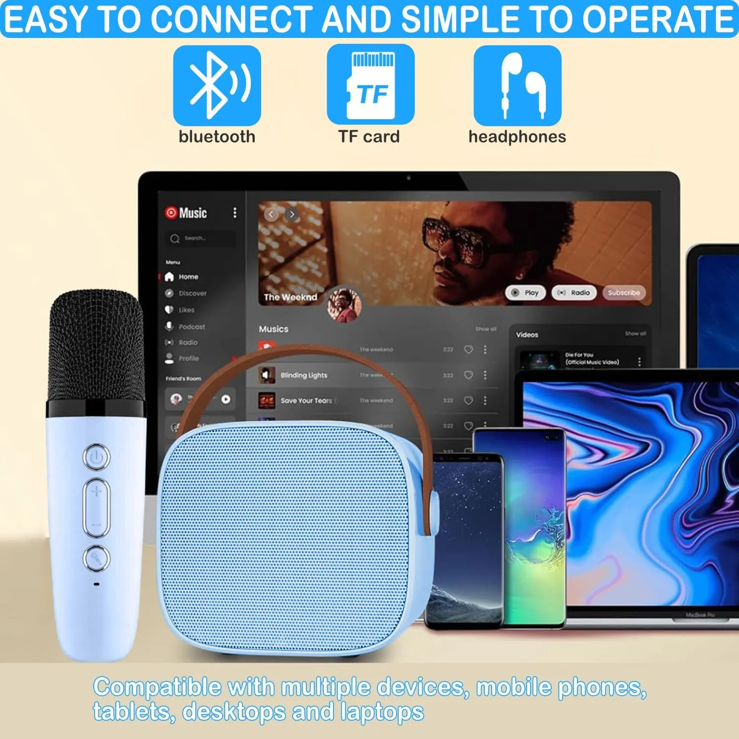 for Kids Adults, Portable Bluetooth Speaker with 1 Wireless Microphones, Christmas Birthday Toys Birthday Gifts for Girls 4, 5, 6, 7, 8  Years Old fraction Kid Karaoke Machine for Kids, Mini Karaoke Machine 
