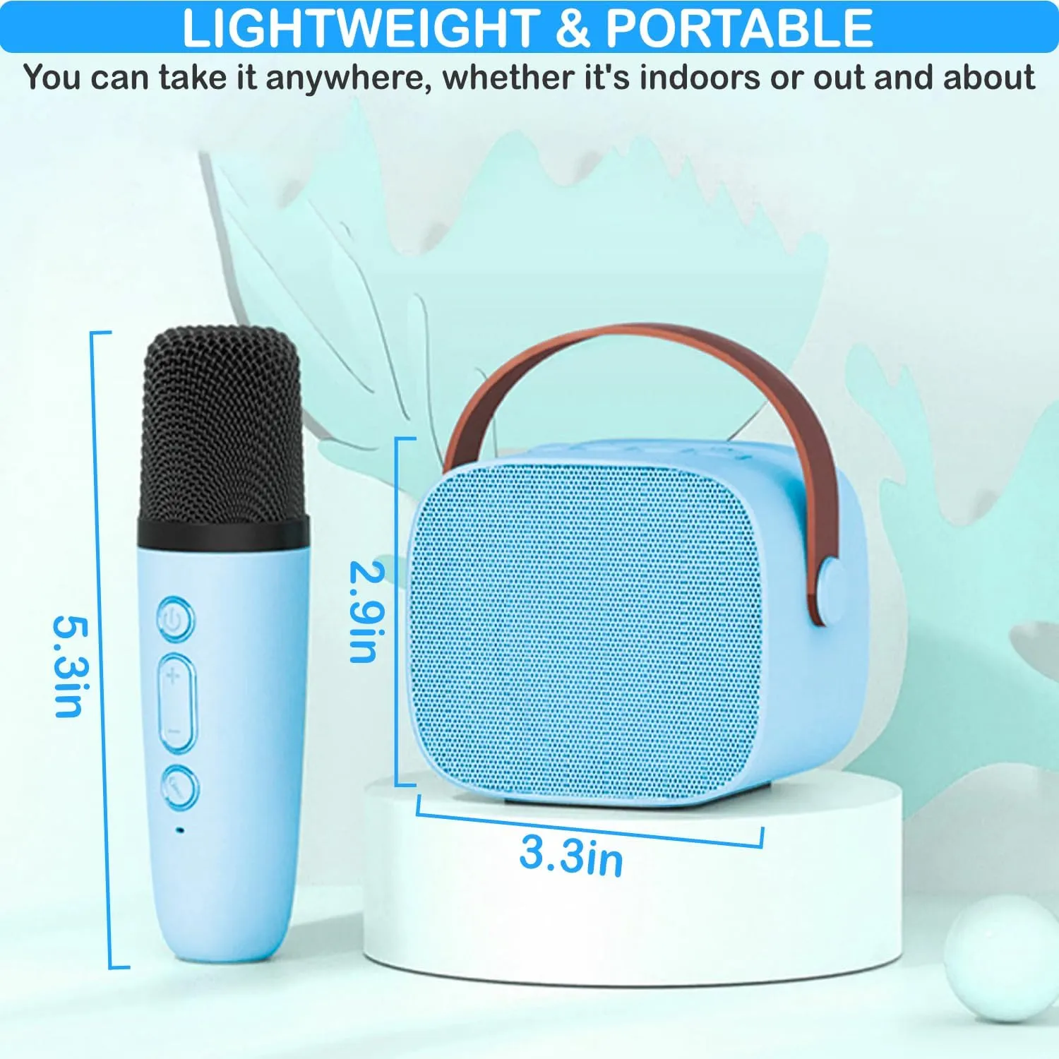 for Kids Adults, Portable Bluetooth Speaker with 1 Wireless Microphones, Christmas Birthday Toys Birthday Gifts for Girls 4, 5, 6, 7, 8  Years Old fraction Kid Karaoke Machine for Kids, Mini Karaoke Machine 