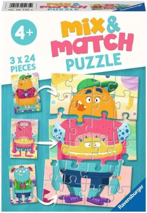 for Kids Age 4 Years Up holy nowcasting - 3 x 24 Pieces Ravensburger Monsters Mix & Match Jigsaw Puzzles 