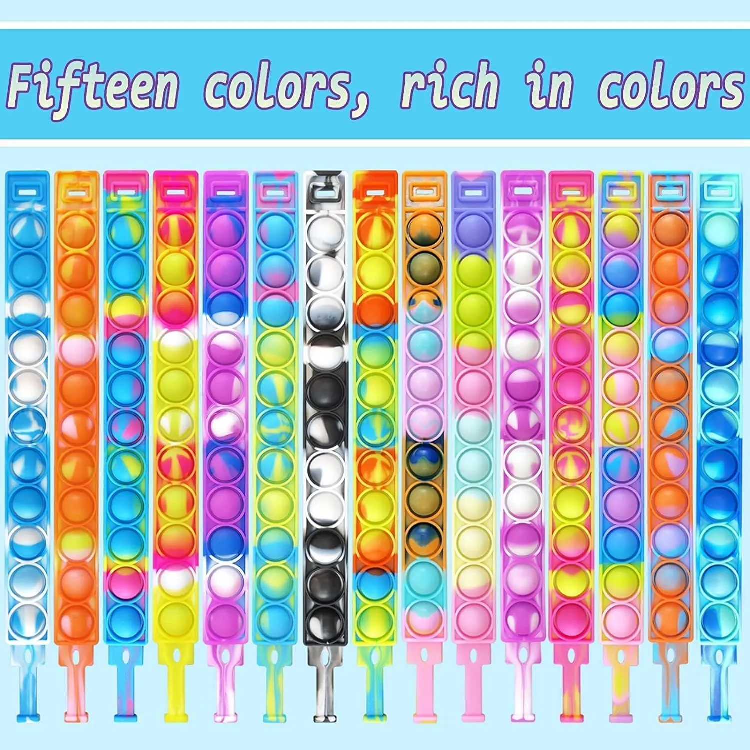 for Kids and AdultsADHDAutism Anxiety 120 Pcs Random Pop Fidget Toy Fidget Bracelet$ Sensory Toys$Mochi Squishies$Wearable Push Poping fauna Bubble Sensory Toys Stress Relief Finger Press Silicone Wristband 