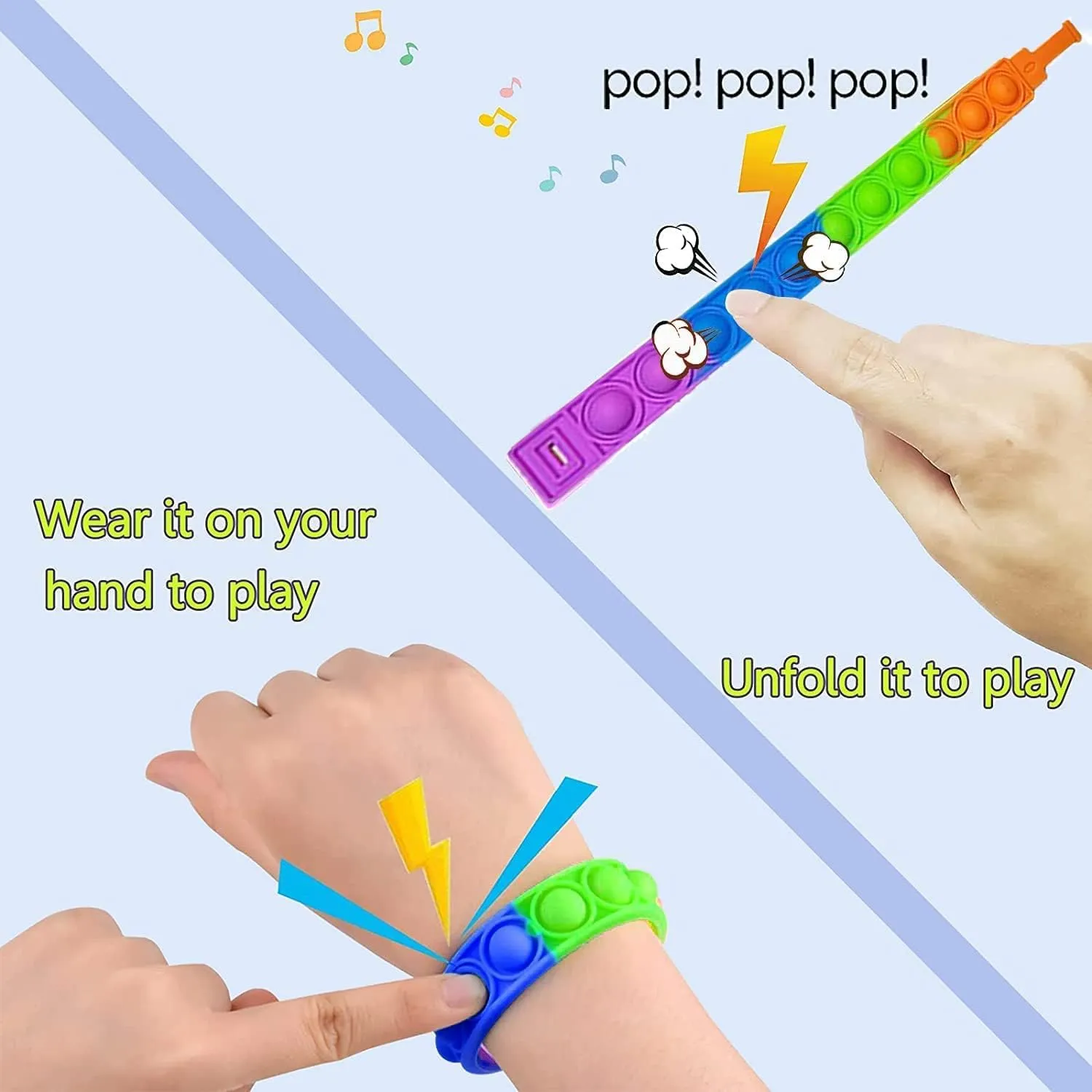 for Kids and AdultsADHDAutism Anxiety 120 Pcs Random Pop Fidget Toy Fidget Bracelet$ Sensory Toys$Mochi Squishies$Wearable Push Poping fauna Bubble Sensory Toys Stress Relief Finger Press Silicone Wristband 