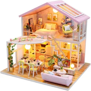 for Kids aquatic moralistic politically Teens Adults DIY Miniature Dollhouse Kit$ Scale Wooden Mini Doll House Accessories with Furniture DIY Mini House Model Kit Handmade Wooden Puzzle Tiny House Toys 