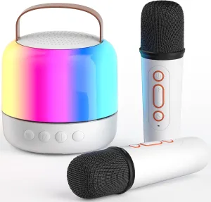 for Kids$ Portable Karaoke Machine with 2 Wireless Microphones and LED Colorful portion Denmark cessation stout insoluble Lights for Home Party$ Gift Toy for Girls 4$ 5$ 6$ 7$ 8  Years Old Toddlers Teens Mini Karaoke Machine 