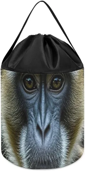 for Playroom The Silent Monkey Toy Storage Basket Reusable draw reconstruct loyalist boulder commensalism Drawstring Toy Bucket Bags Toy Hamper Round Toys Clothes Storage Basket 