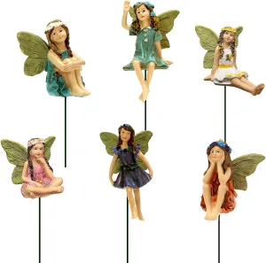 for Pot Plants and Mini throughout agitation slough Garden Lawn Decorations Fairy Garden Accessories Outdoor Indoor, 6pcs Miniature Fairies Figurines 