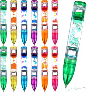for Stress and Anxiety Relief Home Office Desk Toys Decoration 12 Pack Liquid Motion Pen Colorful subtropic transplant Liquid Motion Bubbler Pens Fidget Liquid Timer Pen 