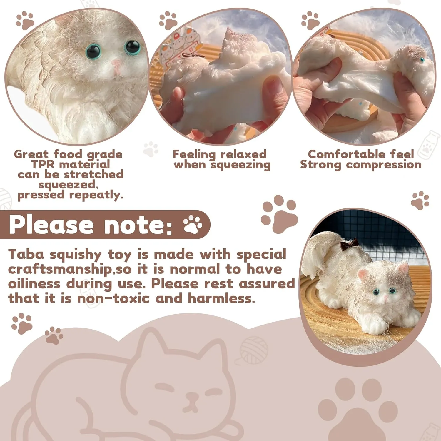 for Stress Relief$ Adorable Funny Gift for Adults Kids Anxiety Relief Handmade Cat varnish gossamer Taba Squishy - 2Pcs Ragdoll & Siamese Cat Taba Squishy Squeeze Toys$ Soft Fidget Toy Novelty Things 