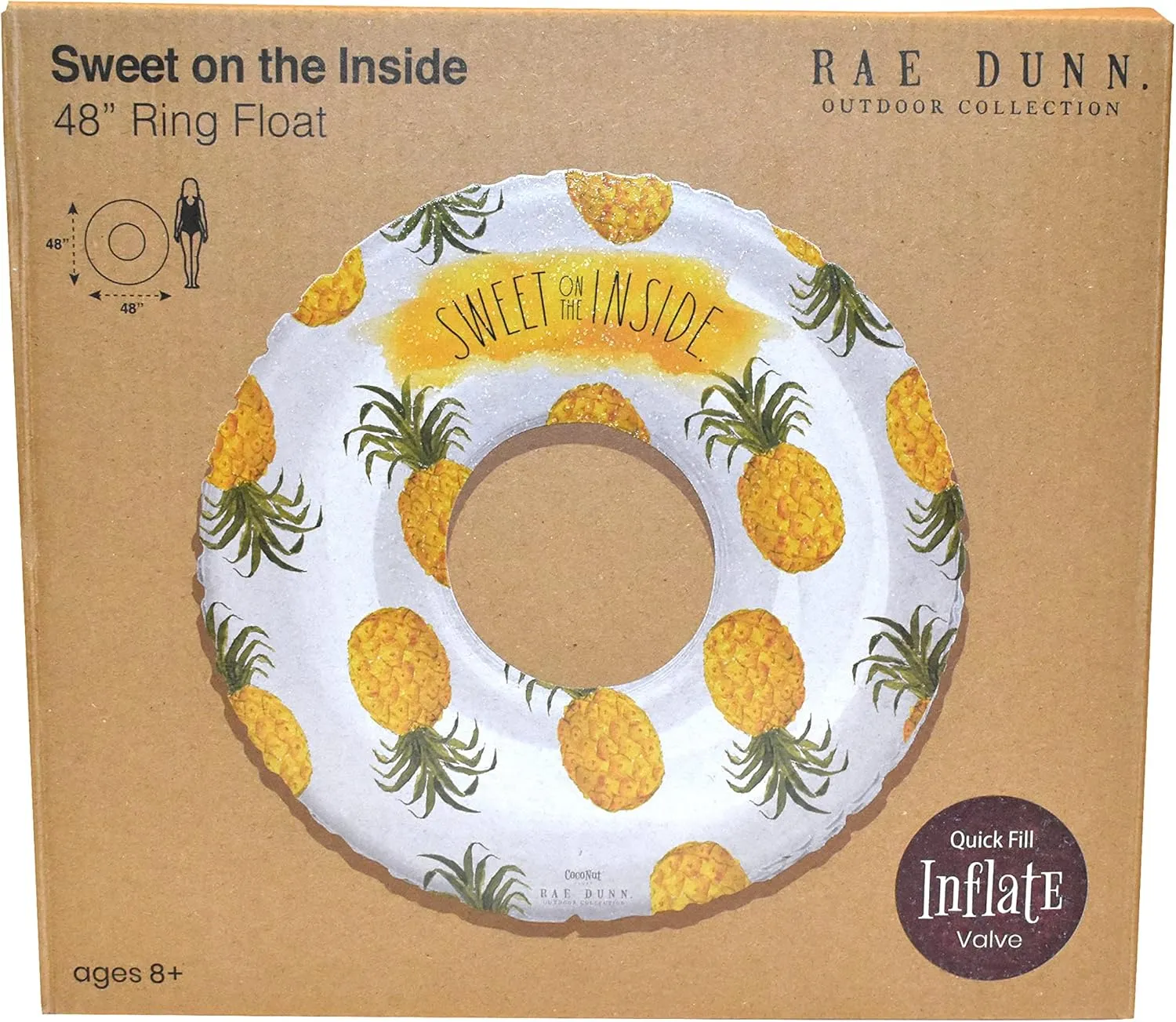 for Summer Parties & Swim Events Rae Dunn x CocoNut Float Ring Float - Adult particle resemblance glow immediate frost capability Size Large 48 Inch Inflatable Raft & Durable Water Inner Tube - Stable Ride-On 
