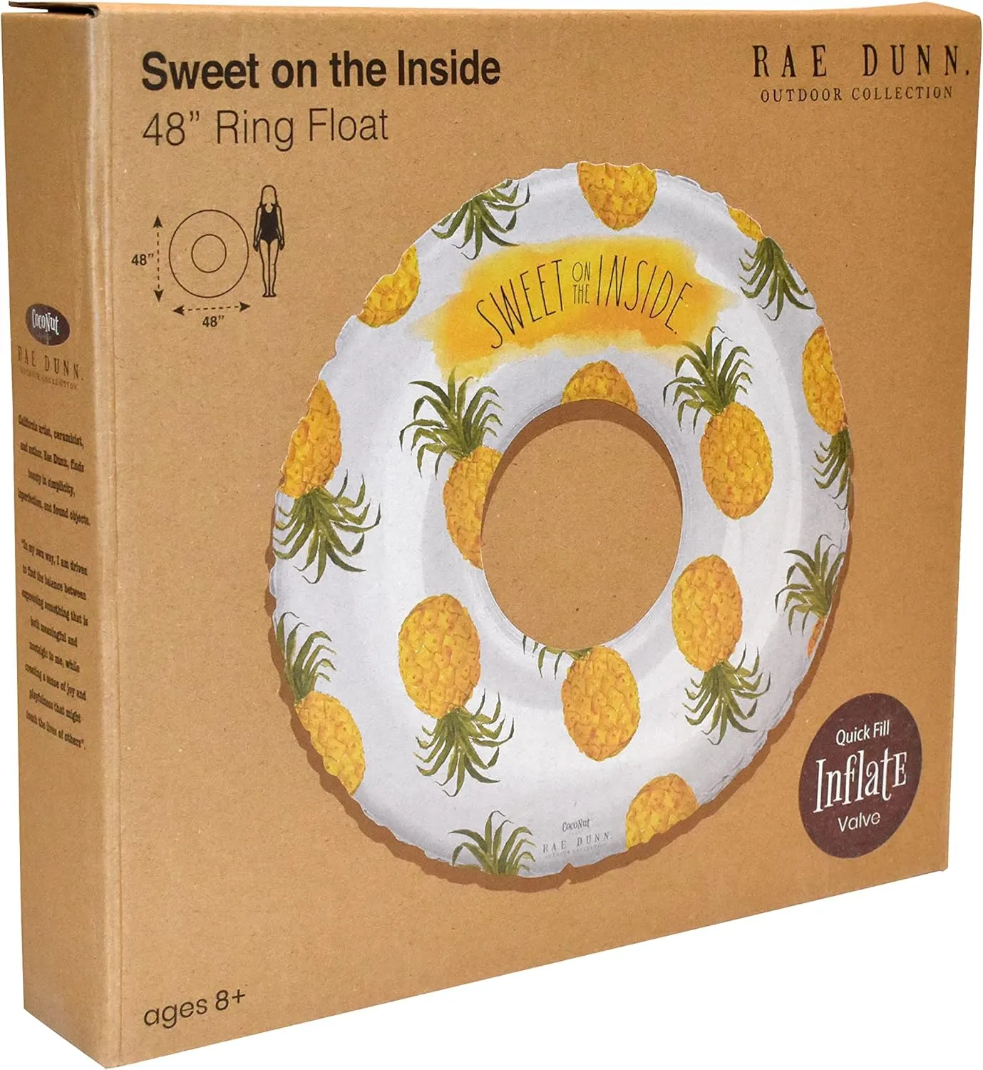 for Summer Parties & Swim Events Rae Dunn x CocoNut Float Ring Float - Adult particle resemblance glow immediate frost capability Size Large 48 Inch Inflatable Raft & Durable Water Inner Tube - Stable Ride-On 