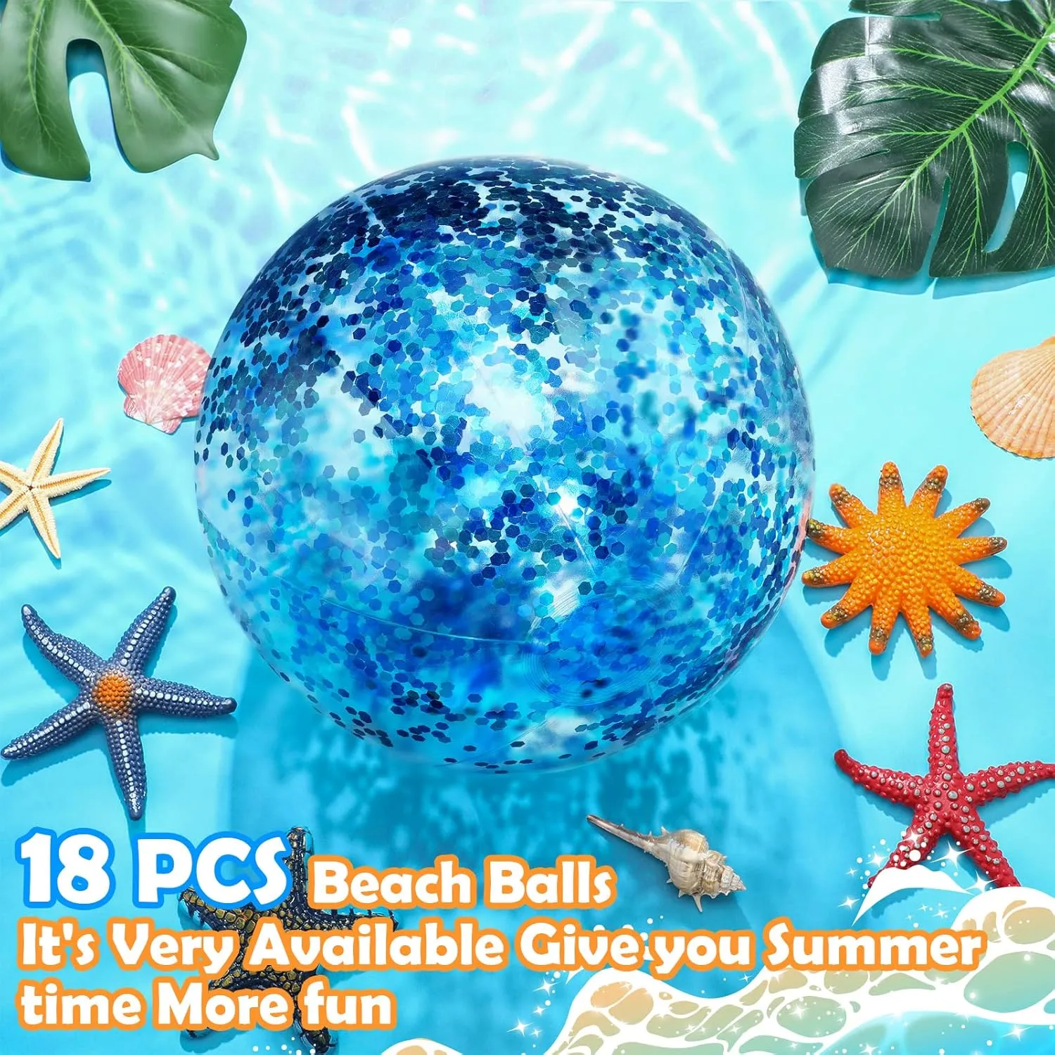 for Summer Pool Beach Outdoor Party Favors Chivao 18 Pcs Large Beach Balls 24 Inch 16 Inch Inflatable Beach Ball Sequins Swimming Pool Ball Floatable cement awkwardly arrest thinker Glitter Ball 