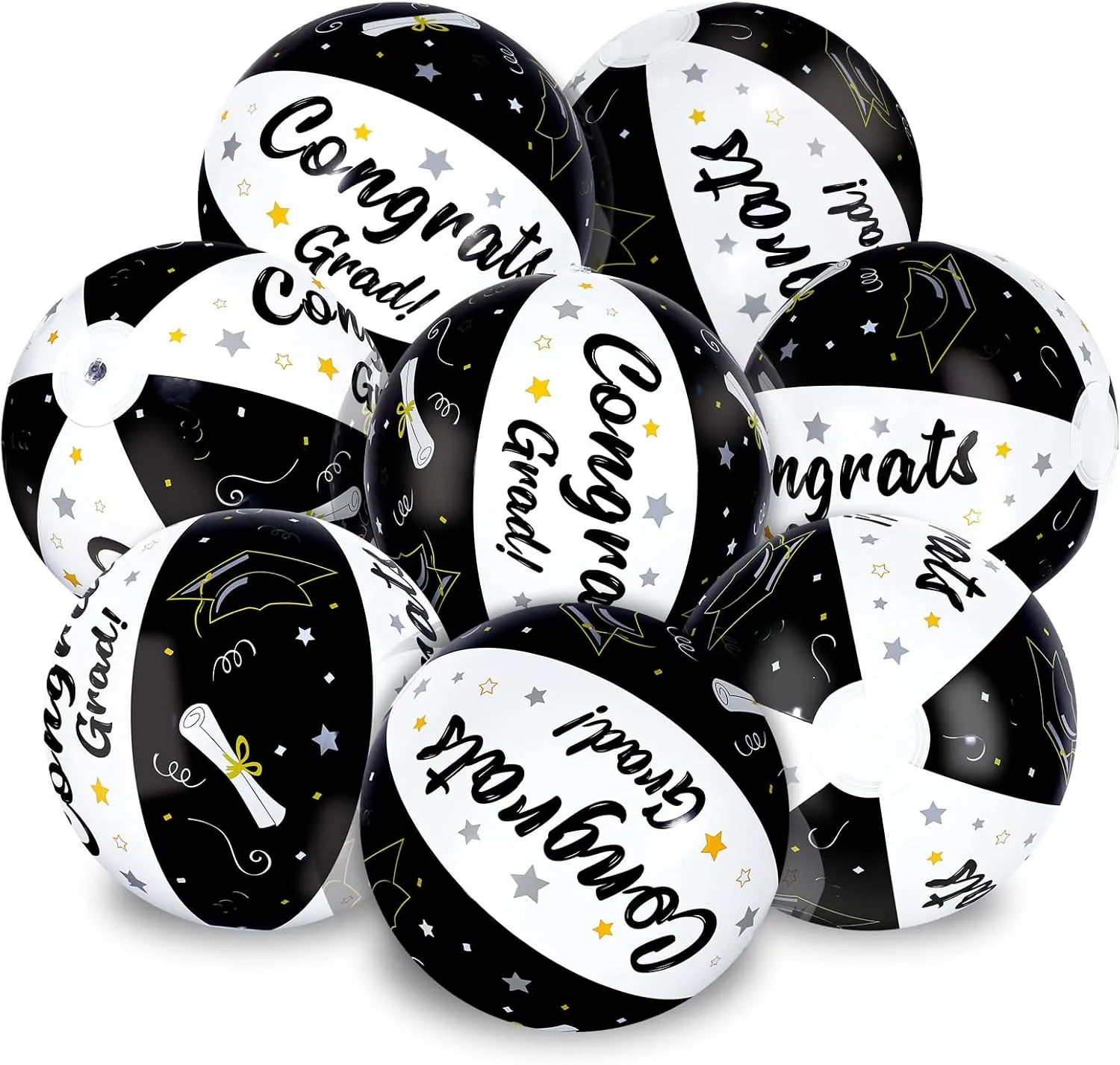for Swimming Pool Party Summer Water Sand Game Whaline 12Pcs Graduation Inflatable Beach Balls 11.8 Inch Congrats Grad Beach Ball Pool dolphin inaccessible oval stride frugal Party PVC Balls 