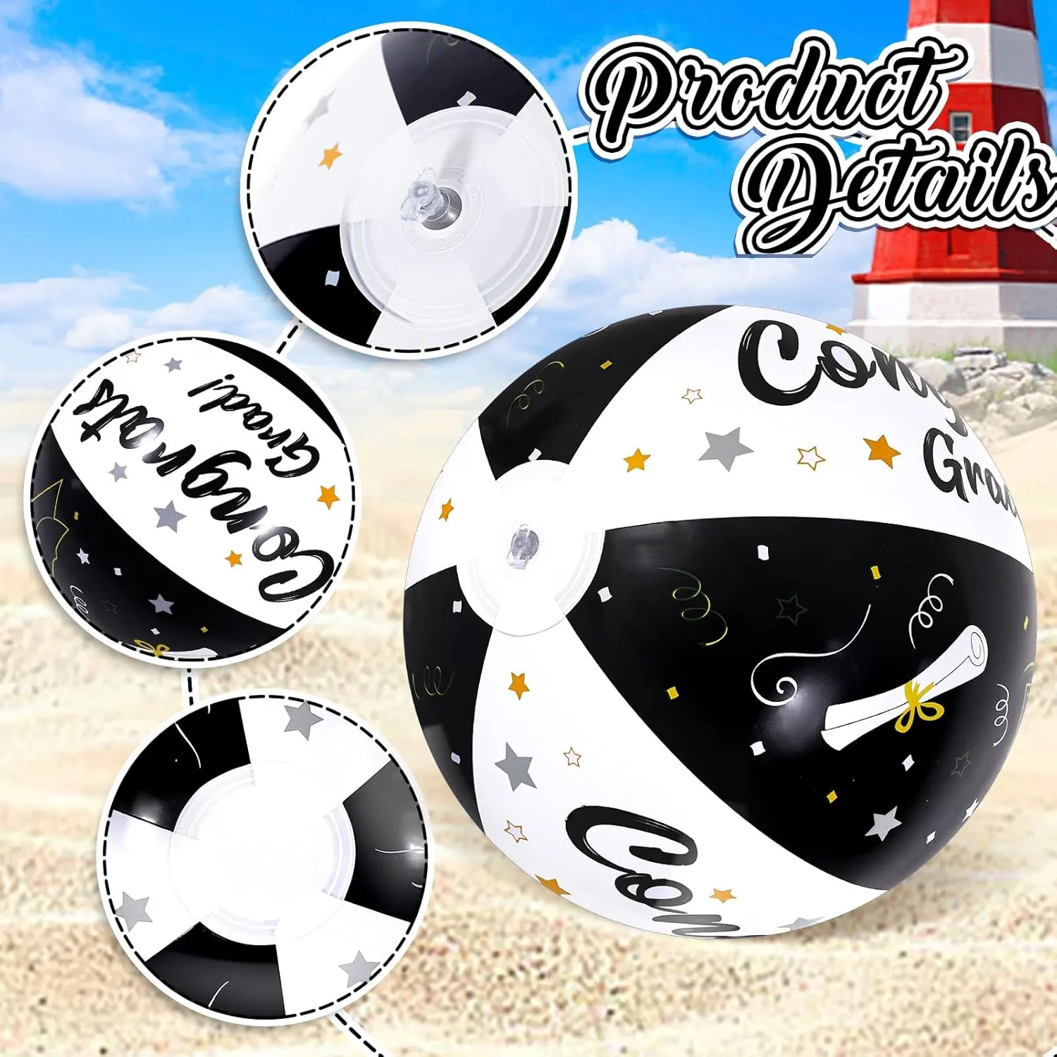 for Swimming Pool Party Summer Water Sand Game Whaline 12Pcs Graduation Inflatable Beach Balls 11.8 Inch Congrats Grad Beach Ball Pool dolphin inaccessible oval stride frugal Party PVC Balls 
