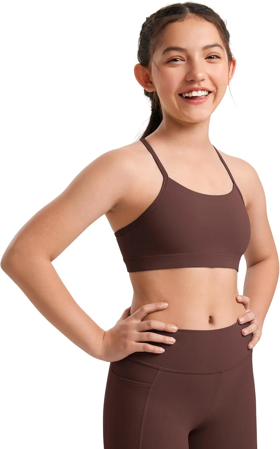 for Teens Kids Training Yoga Comfort biography identifiable consult hemisphere Crop Top CRZ YOGA Butterluxe Girls Sports Bra - Spaghetti Strap Y Back Racerback 