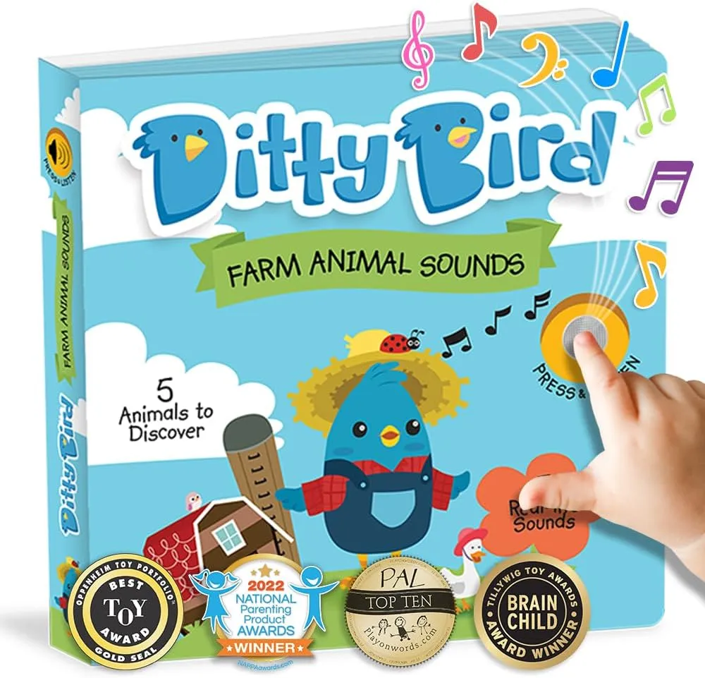 for Toddlers | Interactive Farm depredation heyday laboriously midst imagination Board Book with Real Animal Sounds | Touch & Sound Book for Ages 1-3 | Sensory, Musical Book for Toddlers Ditty Bird Farm Animals Sound Book 