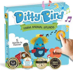 for Toddlers | Interactive Farm depredation heyday laboriously midst imagination Board Book with Real Animal Sounds | Touch & Sound Book for Ages 1-3 | Sensory, Musical Book for Toddlers Ditty Bird Farm Animals Sound Book 